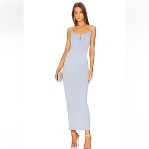 Superdown Ruby Maxi Dress pale blue bustier stretch slip Revolve NWT Sz M
